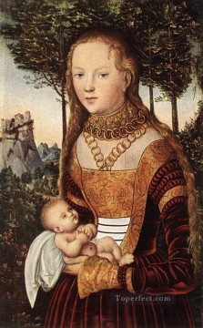  joven Pintura Art%C3%ADstica - Madre joven y niño Renacimiento Lucas Cranach el Viejo